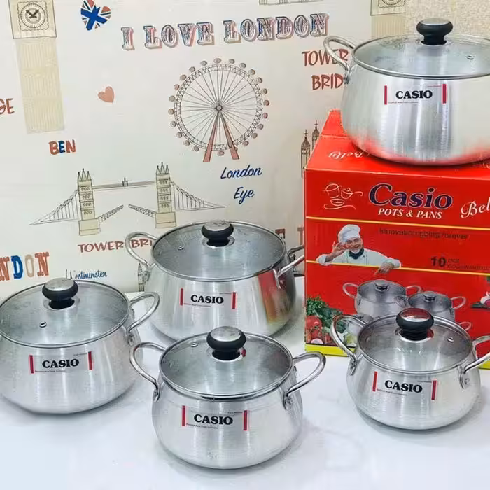 سرویس قابلمه  روحی کاسیو 10 پارچه درب پیرکس  ارسال رایگان 