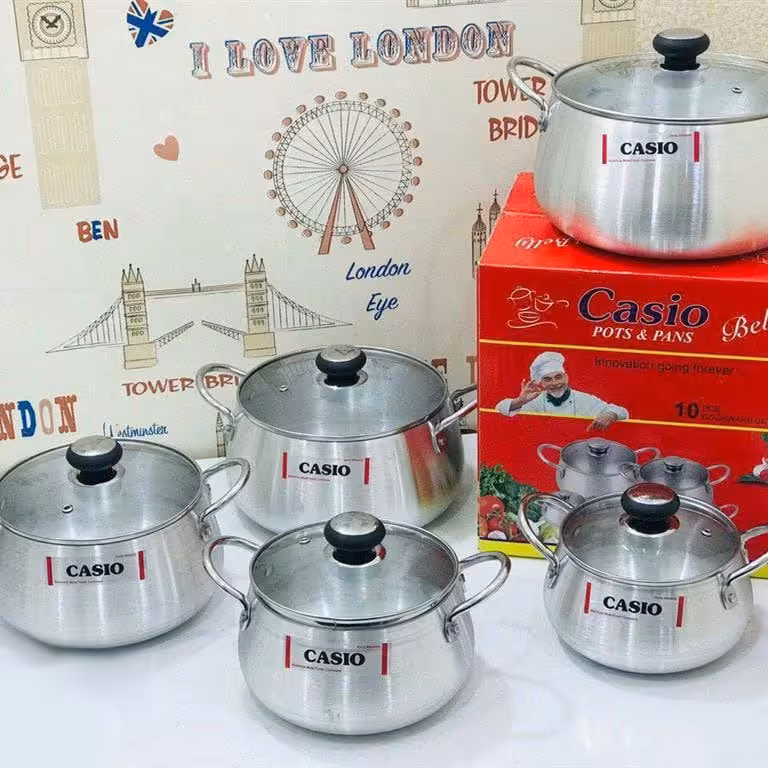 سرویس قابلمه  روحی کاسیو 10 پارچه درب پیرکس  ارسال رایگان 