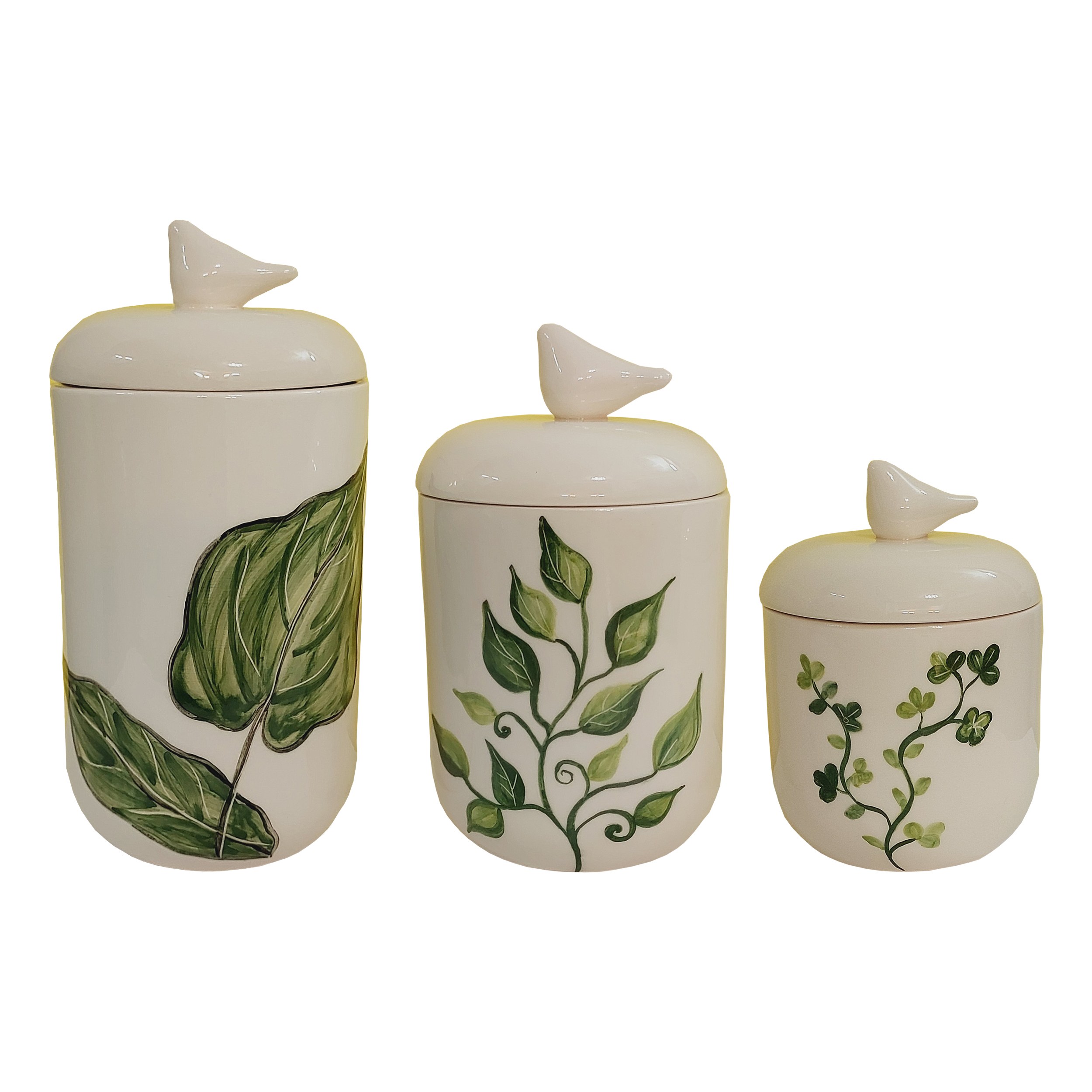 بانکه سرامیکی طرح برگ کد ZP45 مجموعه 3 عددی