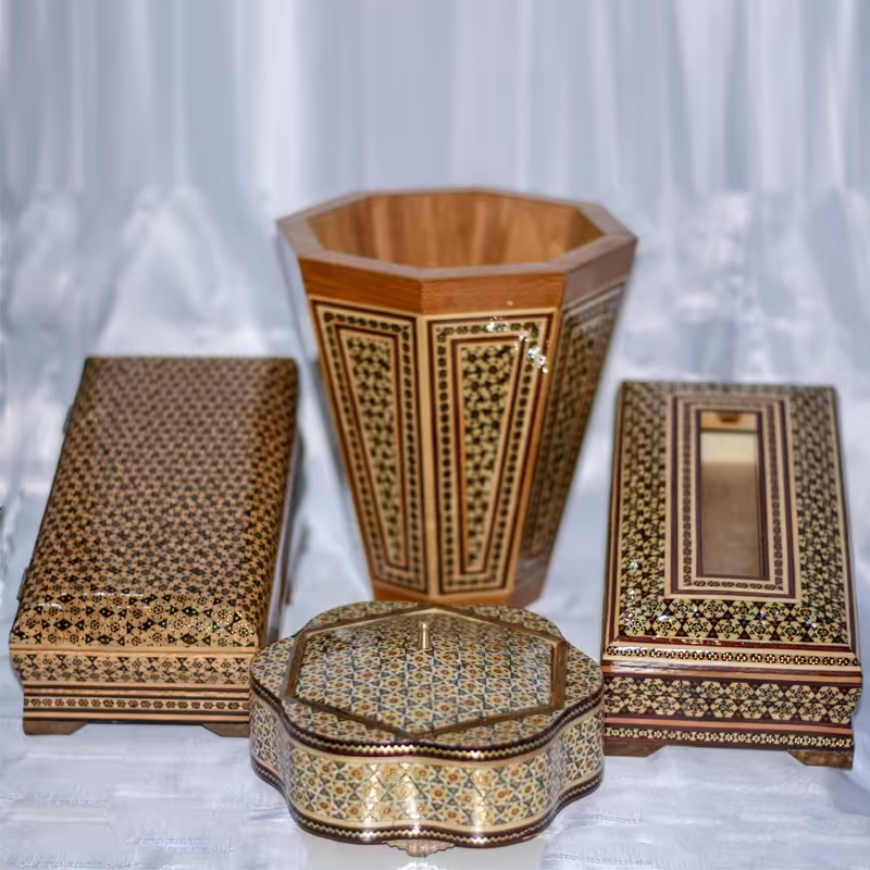 ست سطل زباله جا دستمالی جا قاشقی شکلات خوری