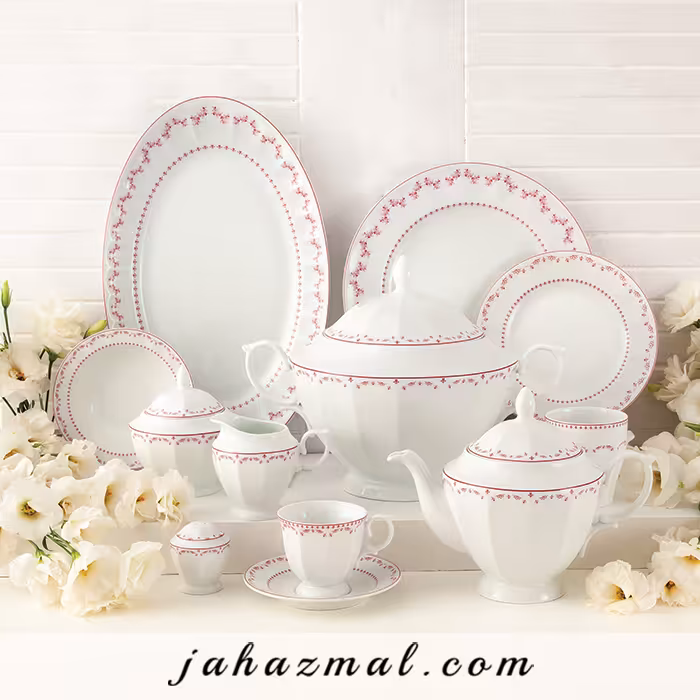 سرویس چینی زرین طرح فرانسیس صورتی 103 پارچه