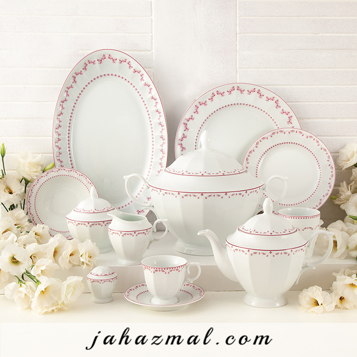 سرویس چینی زرین طرح فرانسیس صورتی 103 پارچه