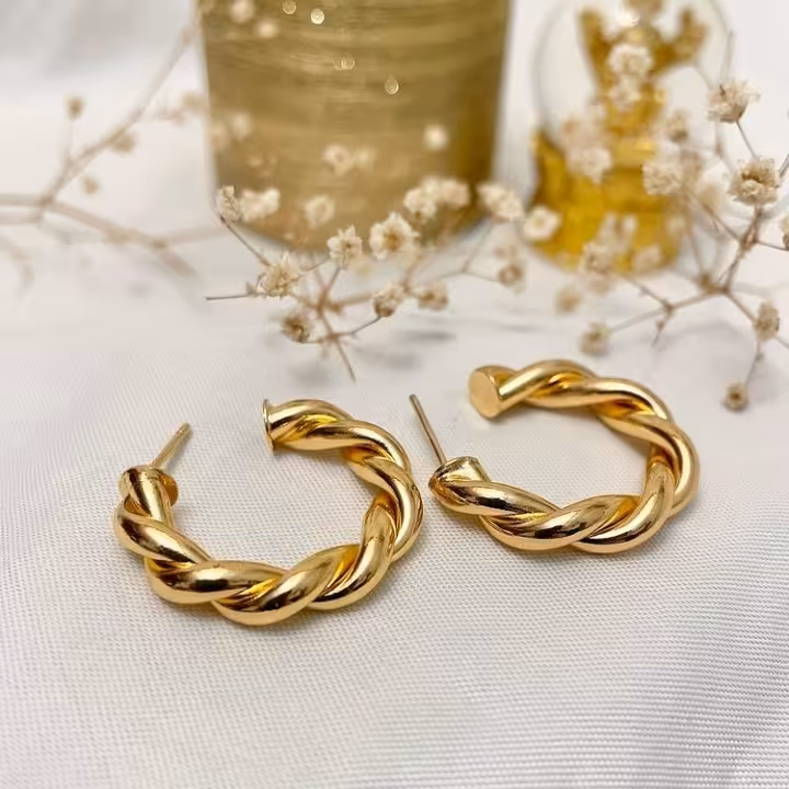 گوشواره حلقه ای طنابی استیل زنانه و دخترانه