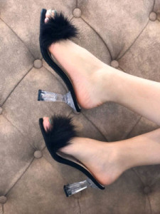 صندل خزدار پاشنه شیشه ای