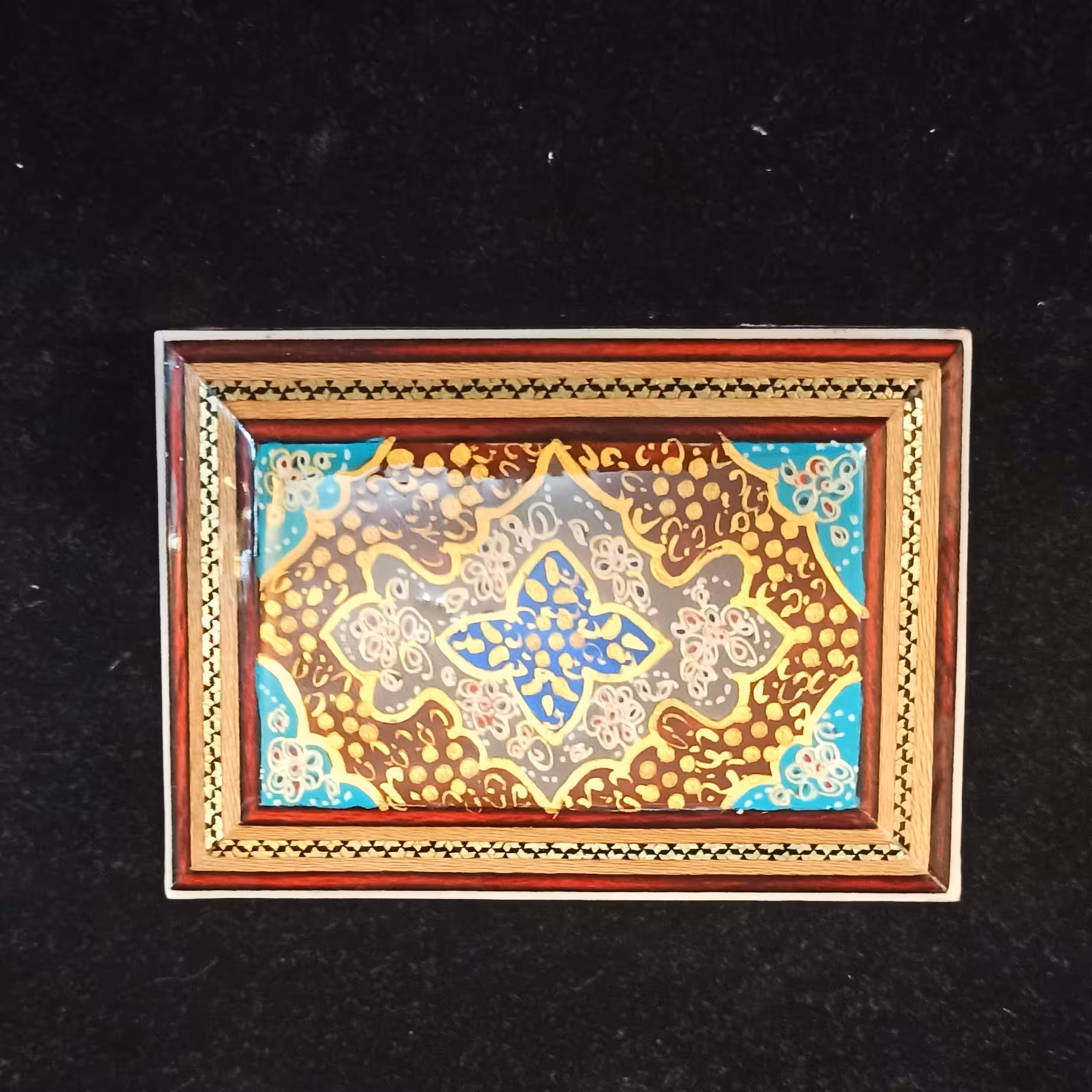 جاکارتی لولادار و نقاشی عالی طرح مینا و پارچه جیر (قیمت قدیم)