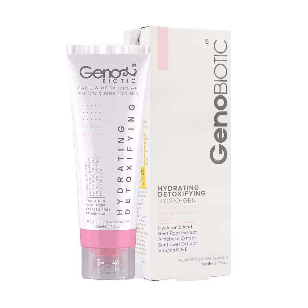 کرم رطوبت رسان صورت و گردن ژنوبایوتیک مناسب پوست خشک و حساس 50 میلی لیتر