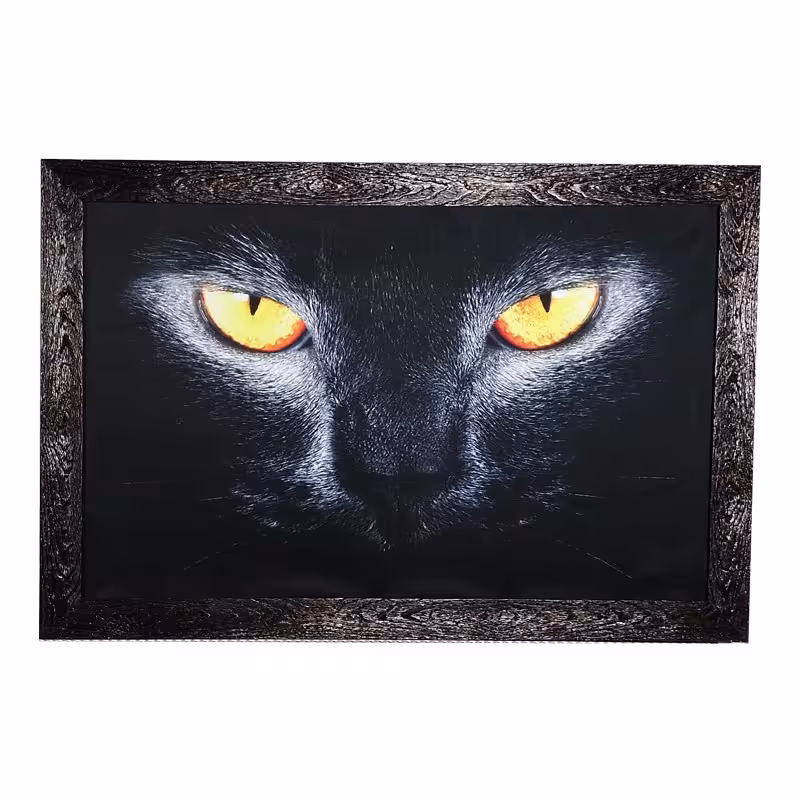 تابلو بک لایت (چراغدار) طرح گربه سیاه