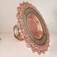 شیرینی خوری مس و خاتم طرح دار کف قلم شده قطر دهنه 35