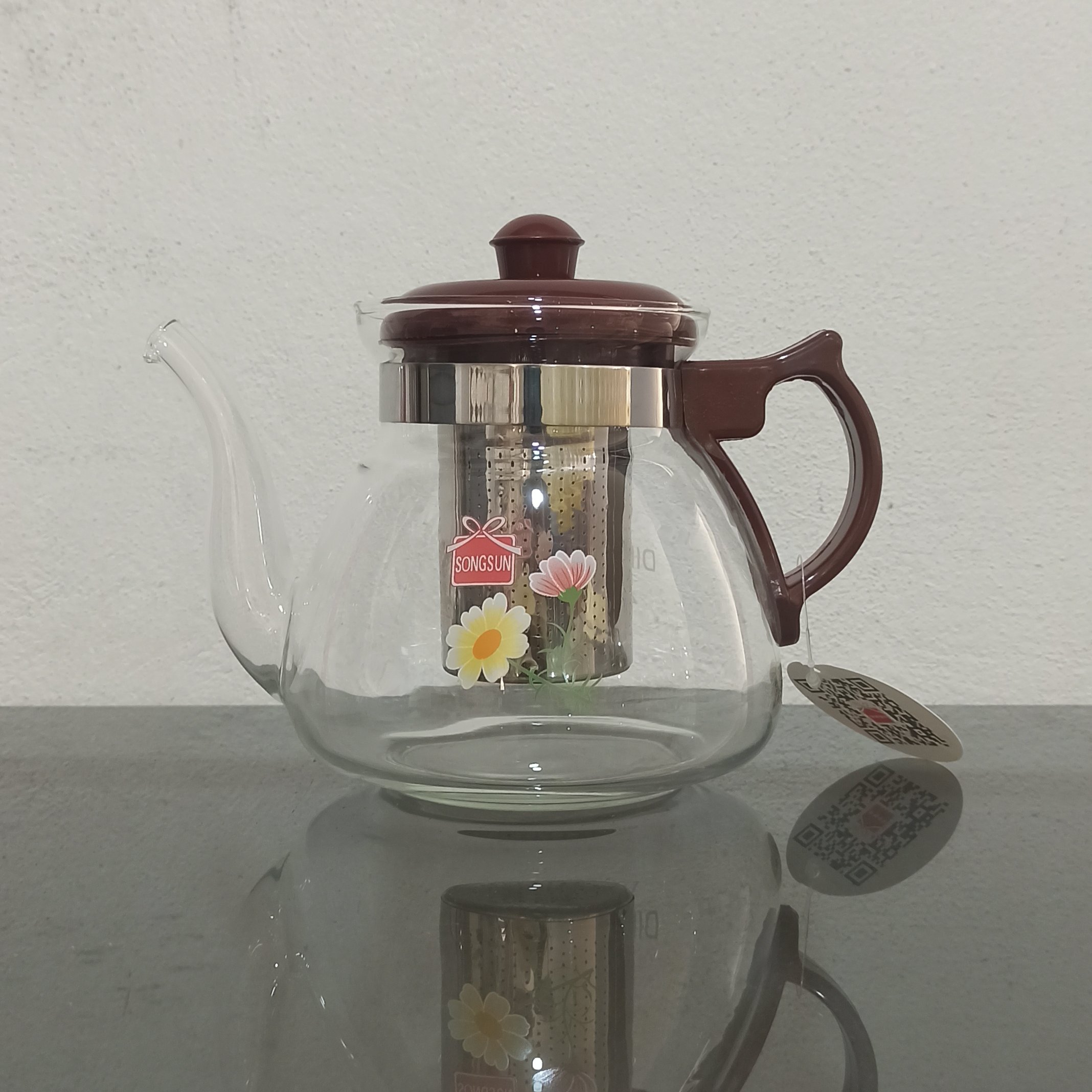 قوری پیرکس دسته بغل 1 لیتر SONGSUN شعله مستقیم