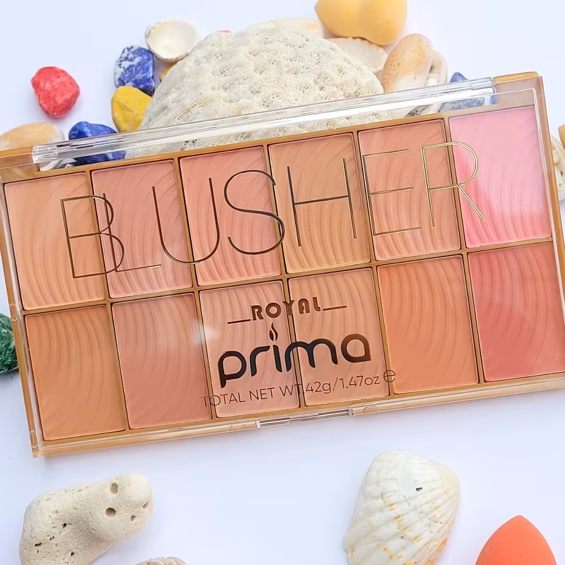 پالت رژگونه خوش رنگ و کاربردی شامل 12 رنگ ملایم  کاملا ضد اب و ریزش