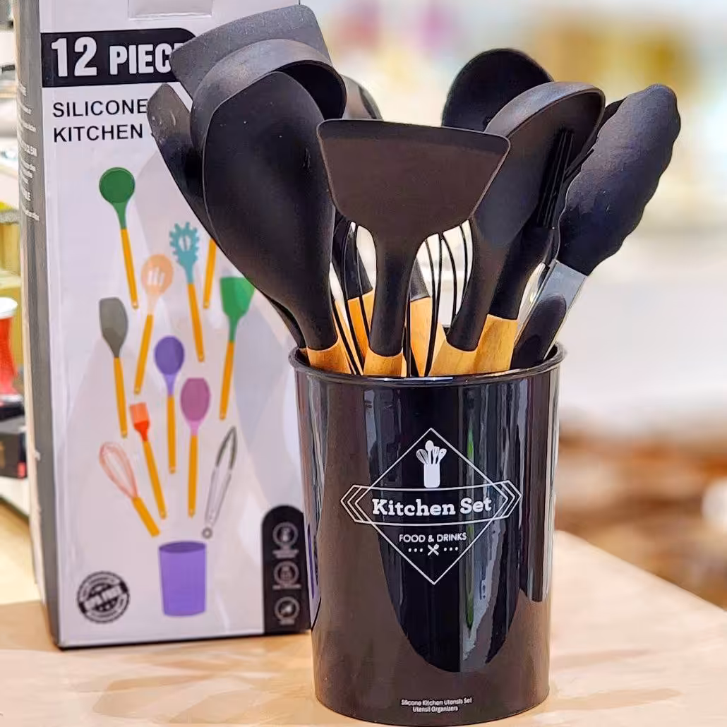 سرویس کفگیر ملاقه نسوز  سیلیکونی  12 پارچه 