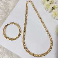 ست گردنبندو دستبند مردانه و زنانه با زنجیر کارتیر آلومینیومی رنگش ثابته 