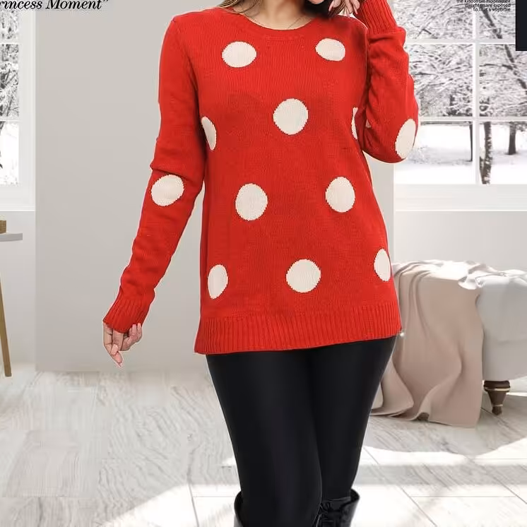 بلوز بافت تک رنگ قرمز خال دار وارداتی فری سایز