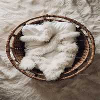 بک دراپ عکاسی نوزاد و کودک با سبد چوبی | گرافیک با طعم تربچه