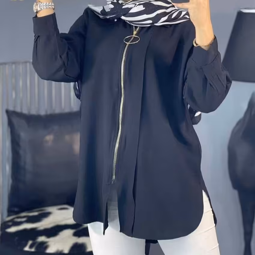 شومیز ابروبادی حلقه ای مشکی فری تا 48