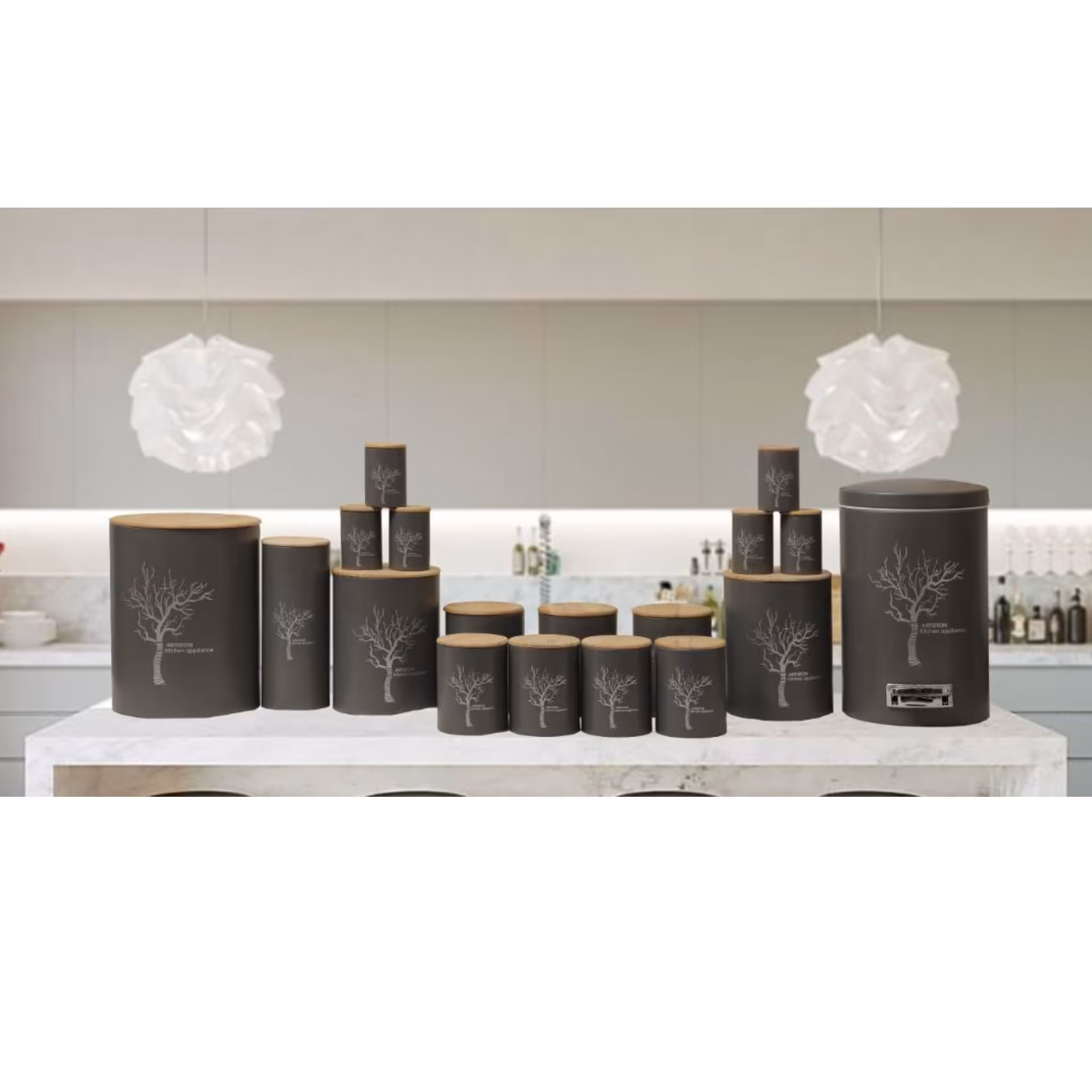 سرویس آشپزخانه 18پارچه آرتیستون بدنه فلزی درب بامبو 