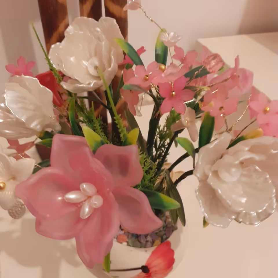 گل کریستالی رز وحشی صورتی مات