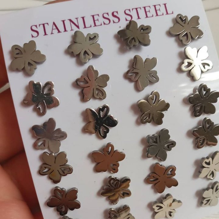 گوشواره میخی استیل طلایی و نقره ای در چند طرح مختلف