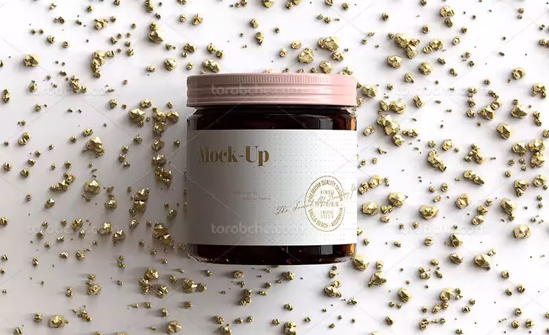 موکاپ شیشه کهربایی | گرافیک با طعم تربچه