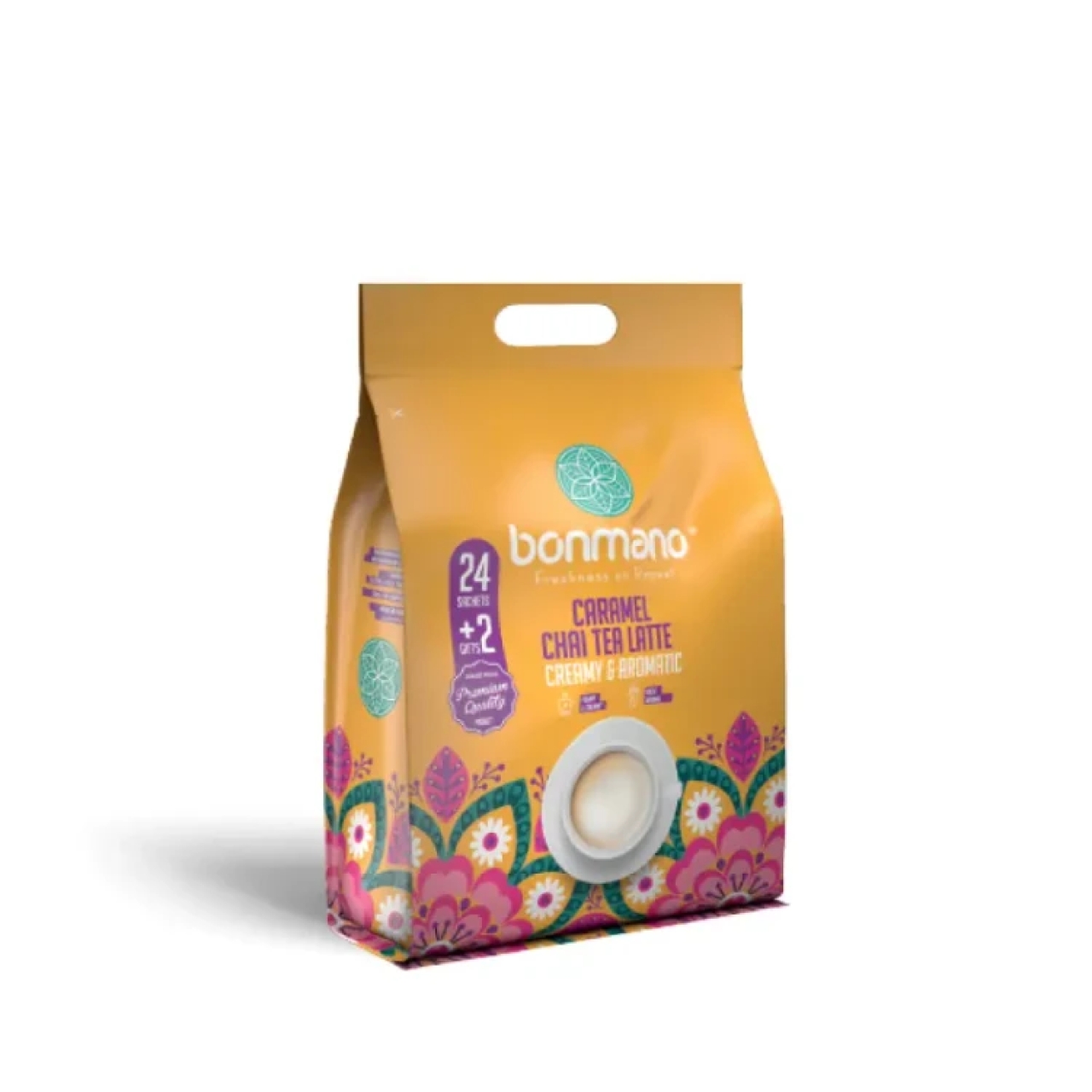 چای لاته طعم کاراملی بن مانو حجم 600 گرمی