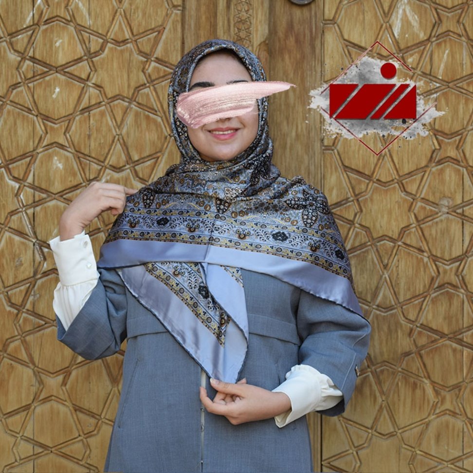 روسری دور دست دوز ترمه طوسی قواره 120