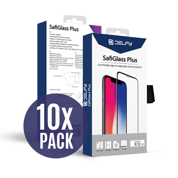 دلفی پک 10 تایی گلس محافظ صفحه نمایش مدل SafiGlass Plus آیفون ایکس اس - Hiapple.ir