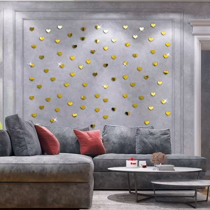 آینه تزیینی اورجینال طرح قلبی50تیکه**ارسال رایگان**