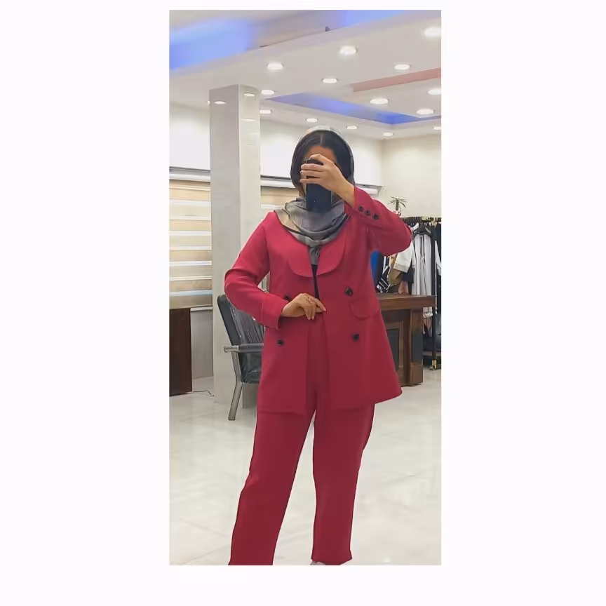 کت و شلوار پریسا جنس پارچه کرم مازارتی درجه 1 با تنوع رنگ 