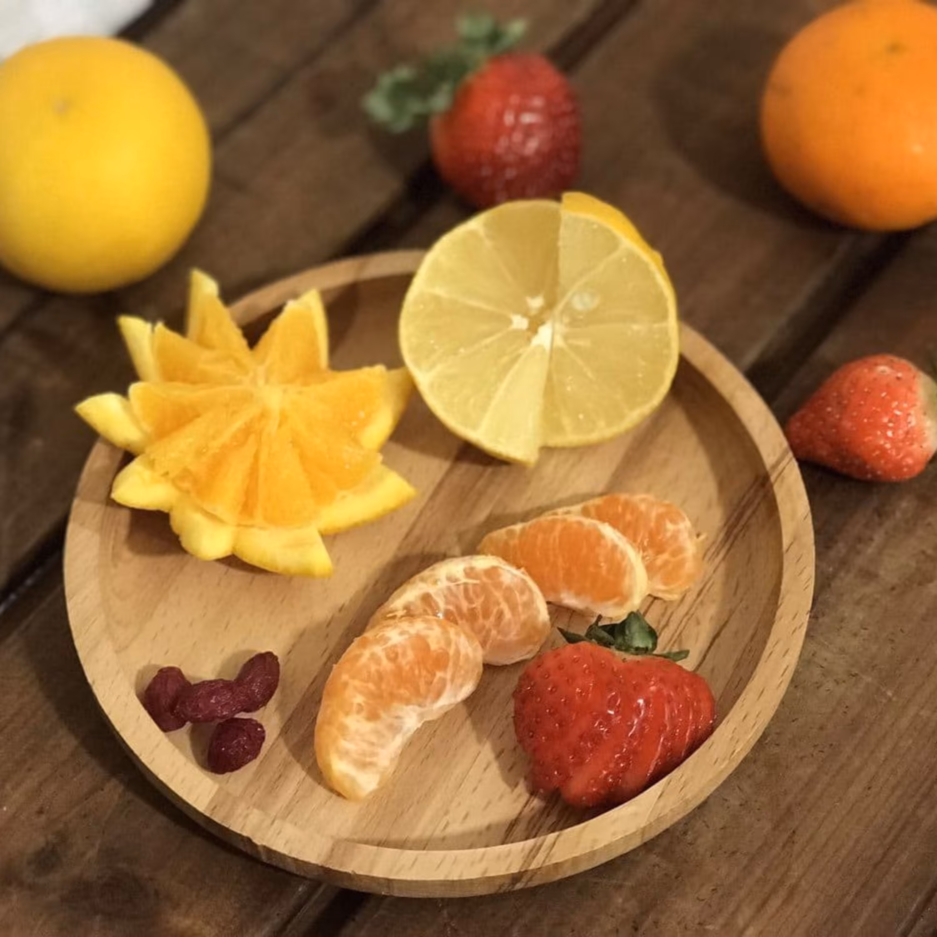 سینی گرد کوچک بشقاب چوبی قطر 17 