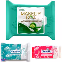 دستمال مرطوب میکاپ رز مدل آلوئه ورا به همراه دستمال مرطوب کلین آپ مجموعه 3 عددی