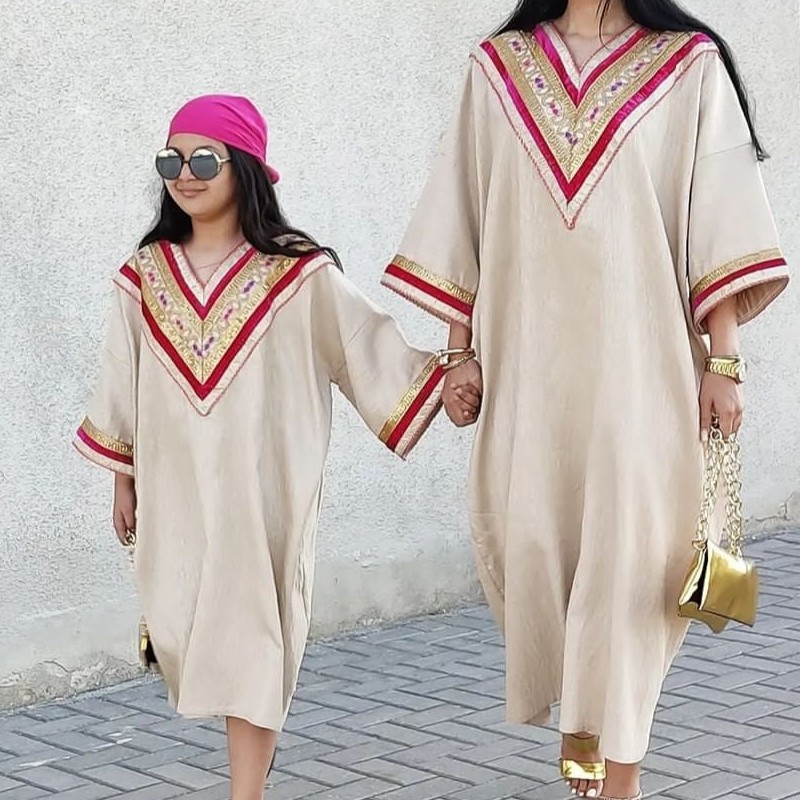 مانتو تابستانی مادر و دختر جنس لنین با یراق