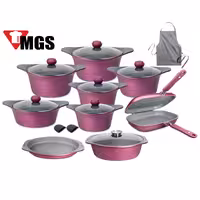 سرویس قابلمه 20 پارچه گرانیتی برند MGS مدل کره ای 2016 زرشکی 