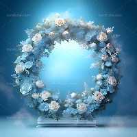 بک دراپ عکاسی با گل های سفید و آبی | گرافیک با طعم تربچه