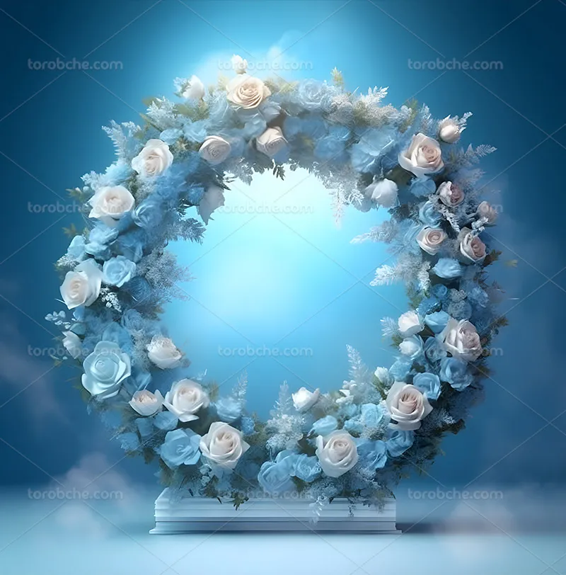 بک دراپ عکاسی با گل های سفید و آبی | گرافیک با طعم تربچه