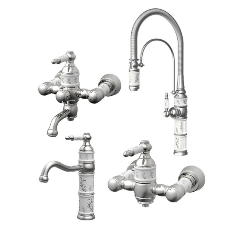 ست چهار تکه شیرالات کسری مدل توکیو سفید کروم 2