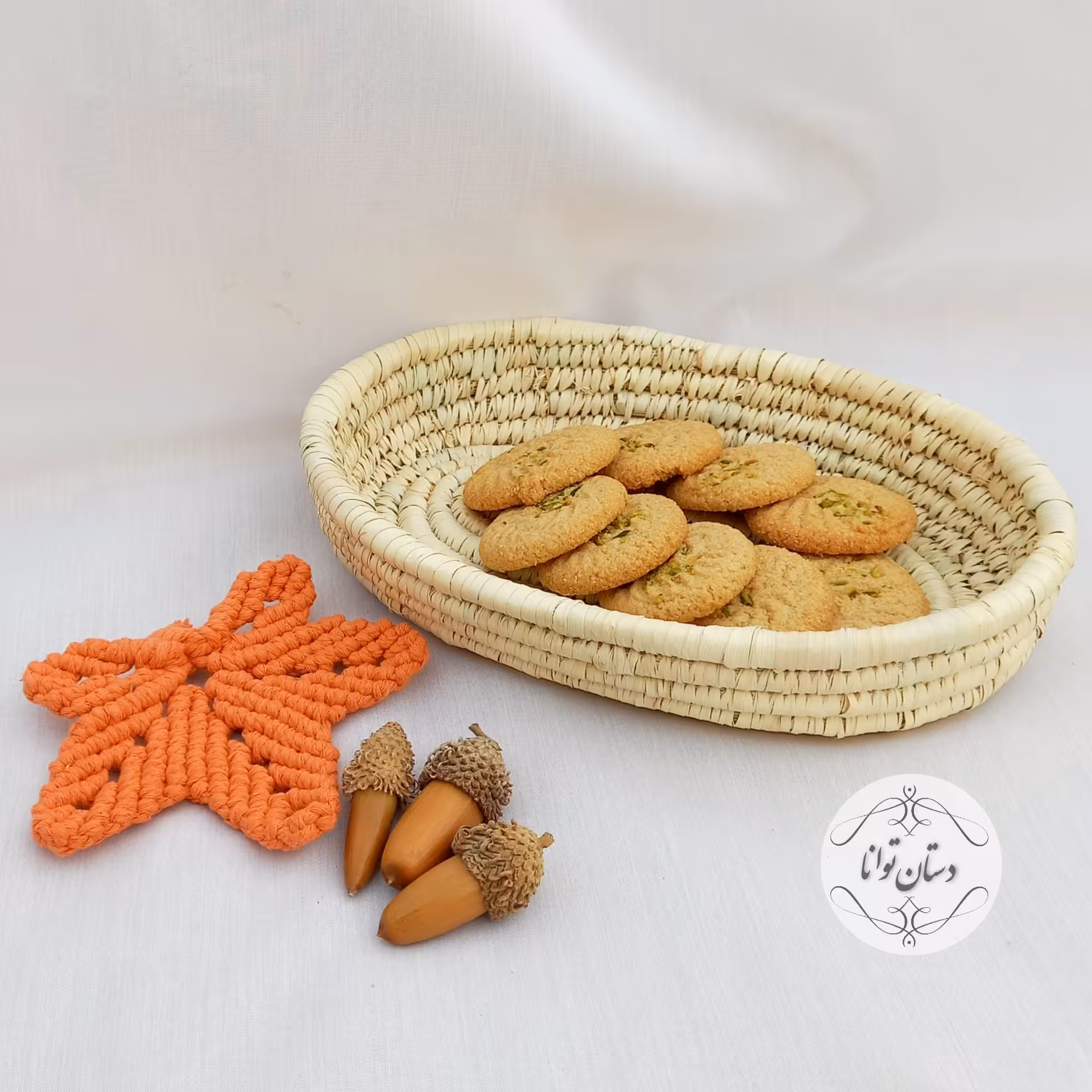 سینی حصیری لبه دار بیضی قطر 30 در 20