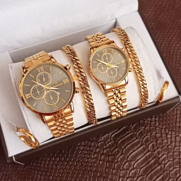  ساعت برند سیتیزن زنانه مردانه  ست حلقه و دستبند استیل کیفبت عالی ارسال رایگان گارانتی طلایی صفحه مشکی