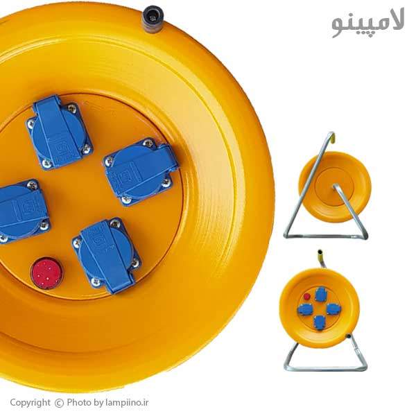 قرقره کابل جمع کن دستی 4 پریز درپوش دار بزرگ