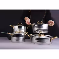 سرویس قابلمه 8 پارچه استیل طلایی کروپ ست 5002 