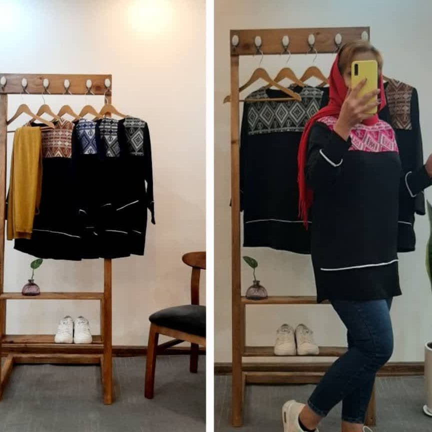 تونیک ابروبادی یقه سنتی سوزن دوزی شده قسمت یقه دارای رنگ بندی ارسال رایگان