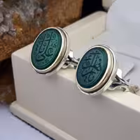 انگشتر ست مردانه و زنانه عقیق سبز با حکاکی بسیار زیبا