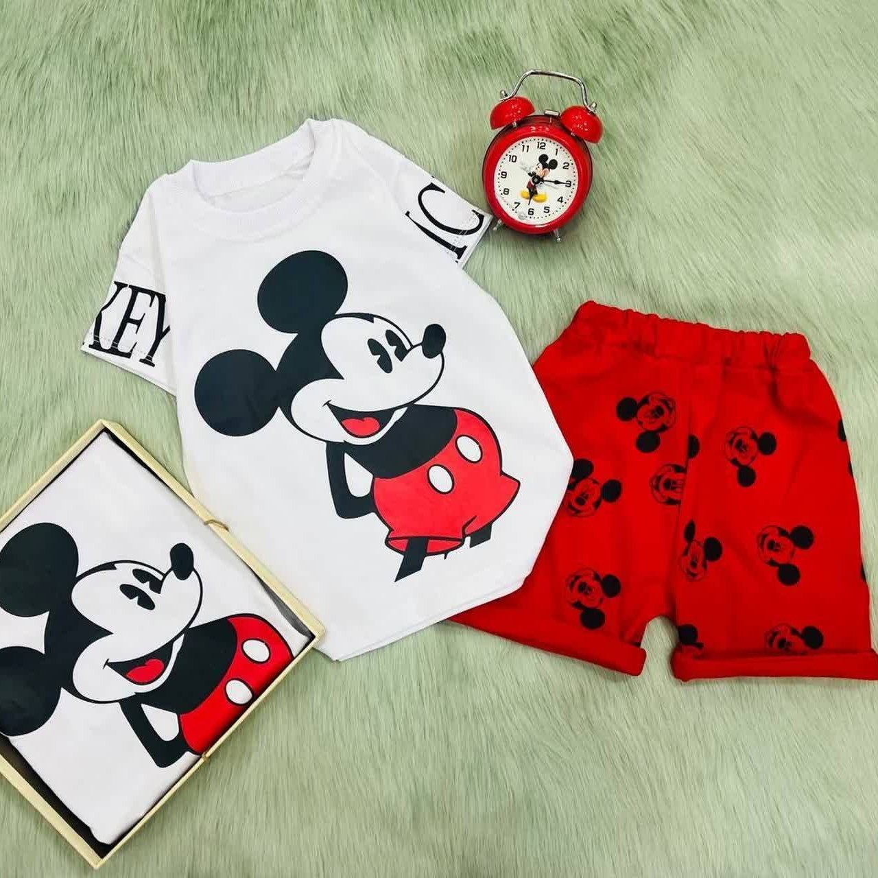 تیشرت شلوارک میکی موس ست اسپرت خواهر برادری پنبه لاکرا