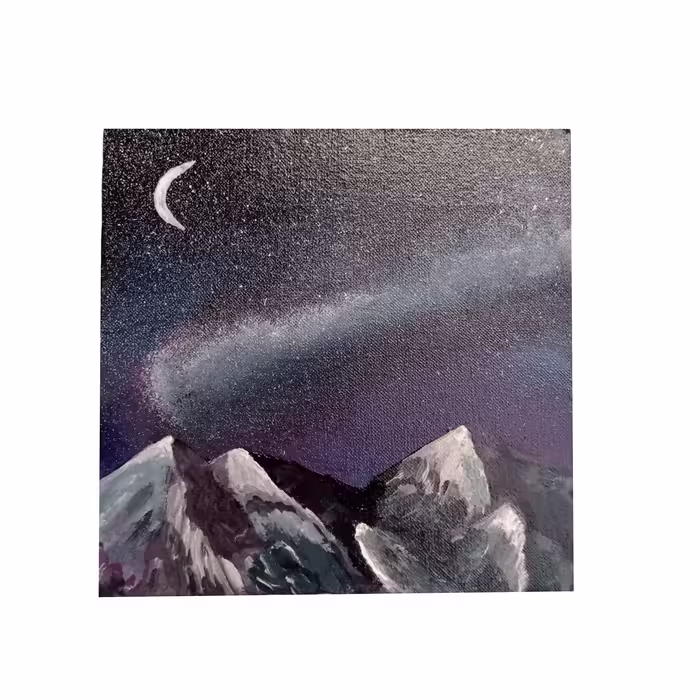 تابلو بوم نقاشی اکریلیک طرح شب کوهستان 