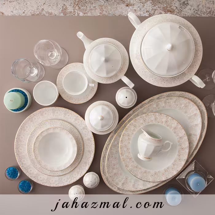 سرویس چینی زرین طرح کاررا گلد 103 پارچه