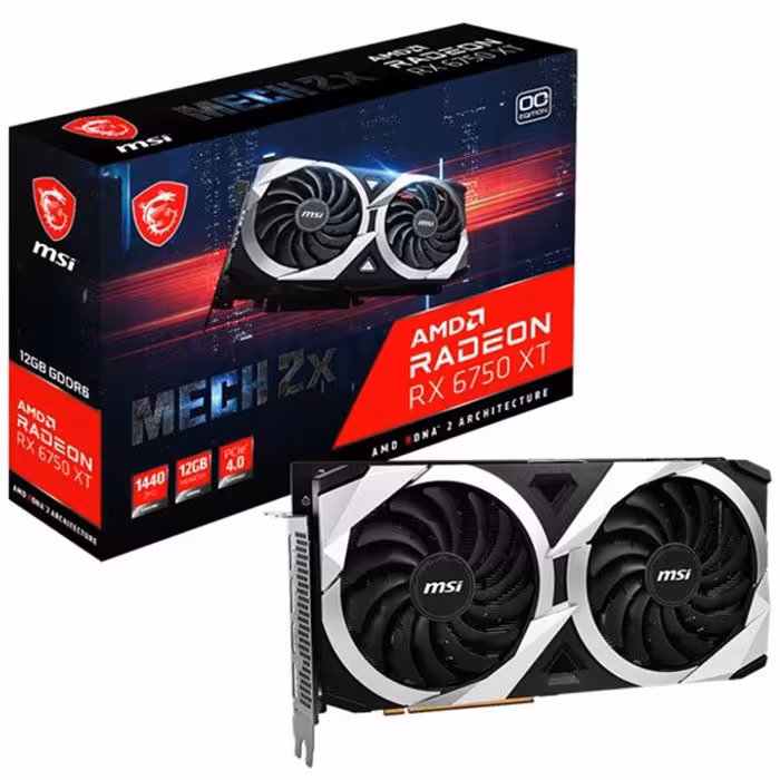 کارت گرافیک ام اس آی مدل RX 6750 XT MECH 2X OC 12GB حافظه 12 گیگابایت