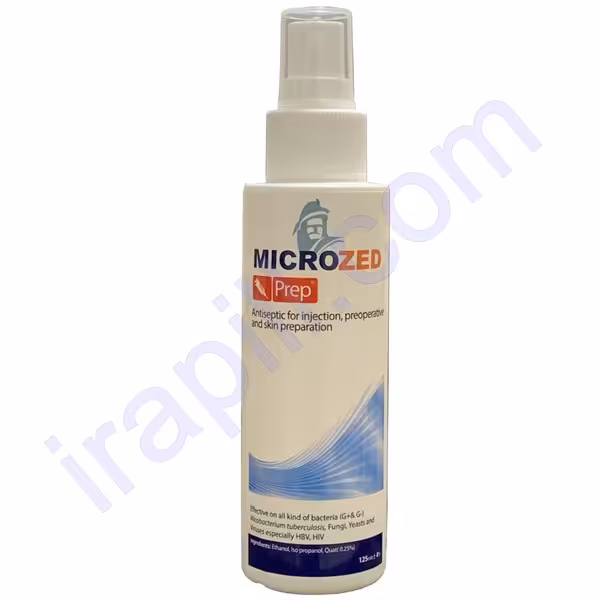 اسپری ضد عفونی کننده میکروزد مدل prep حجم 125 میلی لیتر