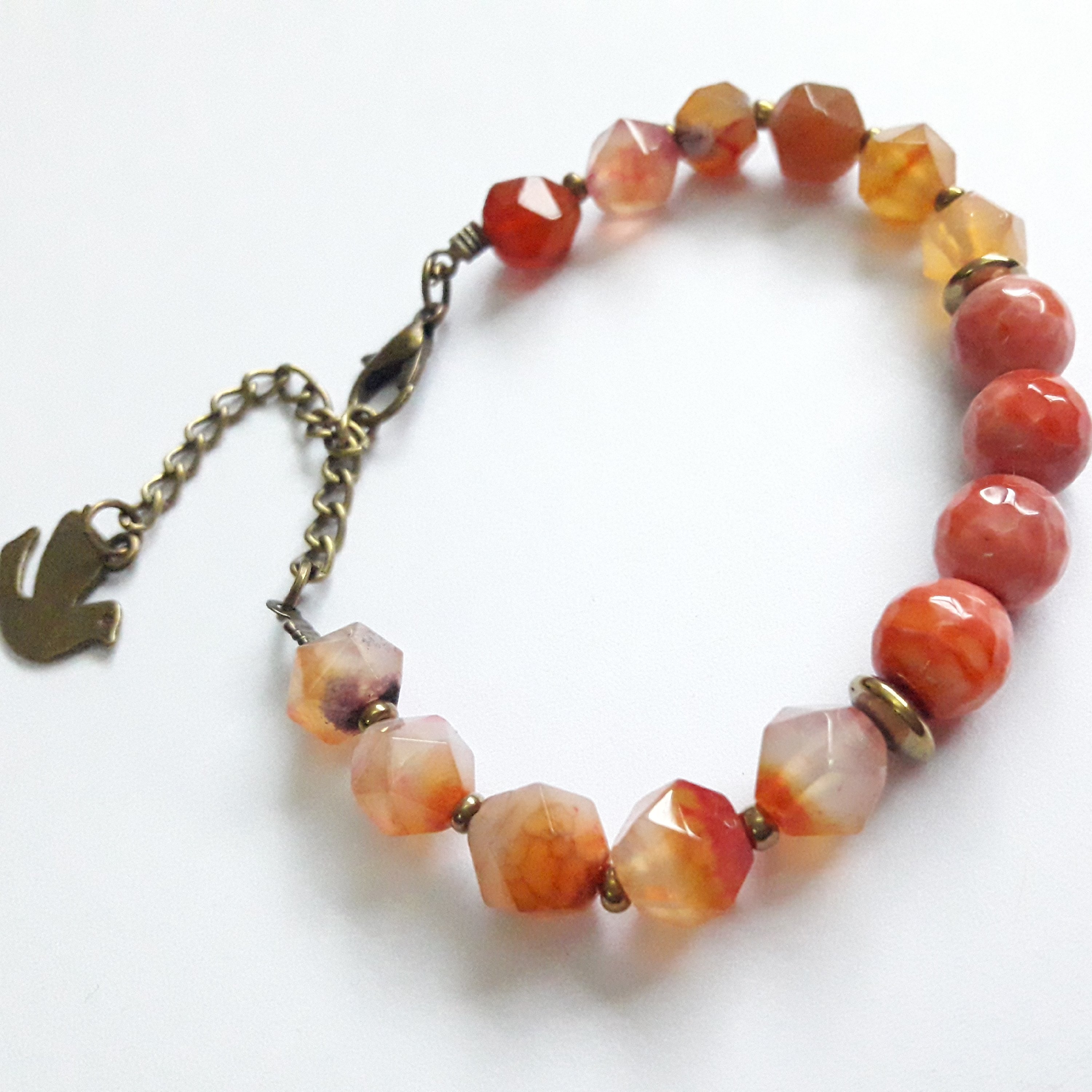 دستبند تک ردیفه با سنگ عقیق تراش استار