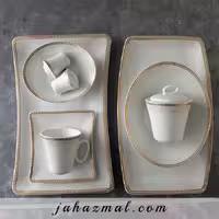 سرویس چینی زرین طرح ریوا طلایی 97 پارچه
