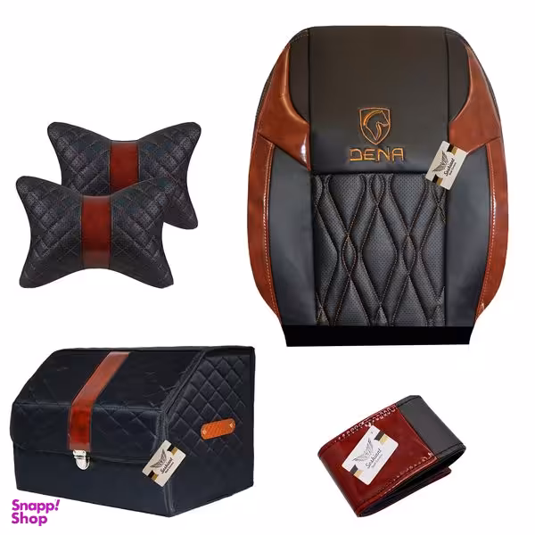 روکش صندلی خودرو سوشیانت مدل G مناسب برای دنا به همراه پشت گردنی و نظم دهنده و دور فرمان