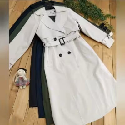 مانتو بارانی بلند آستر دار سانتانا مشکی سفید رنگی